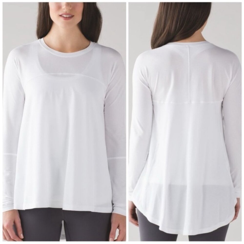 Lululemon Acadia Long Sleeve Solid White High-Low Swing Tee Top Size 4